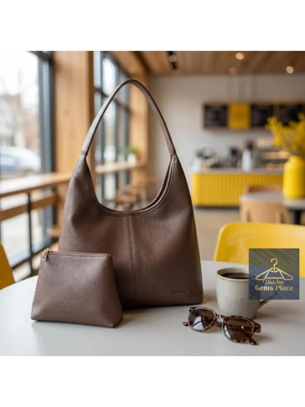 Large Vegan Leather Slouchy Hobo Shoulder Bag Tote for Work Travel